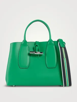 Medium Roseau Box Leather Top Handle Bag
