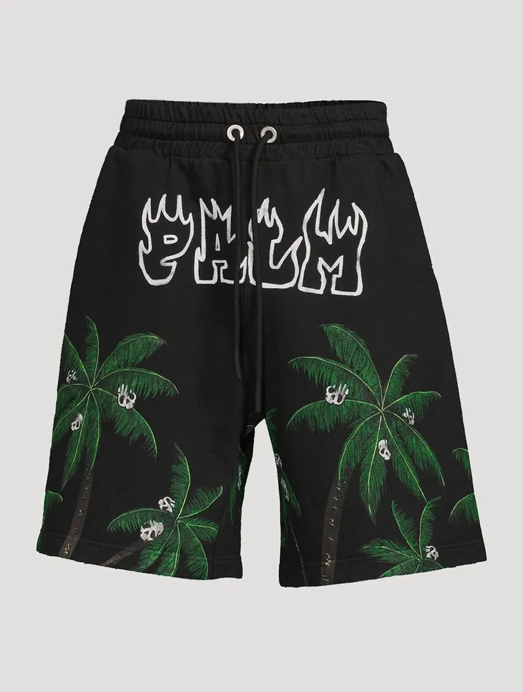 Palm Skulls Cotton Sweat Shorts
