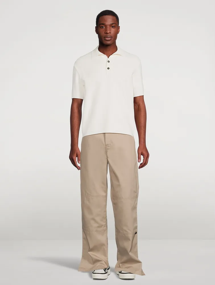 Nylon-Blend Knit Polo Shirt
