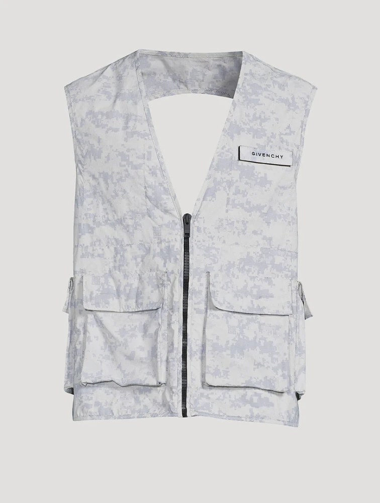Nylon Cargo Vest Camo Print
