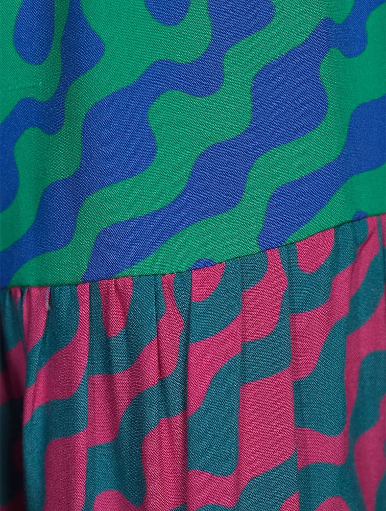 Jules Smocked Midi Dress Ripple Print