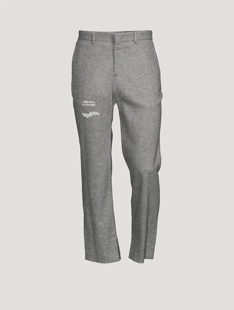 Wool-Blend Straight-Leg Pants