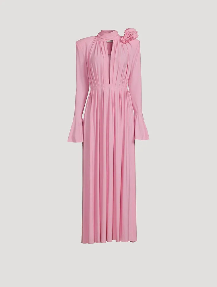 Pleated Crepe Jersey Maxi Dress