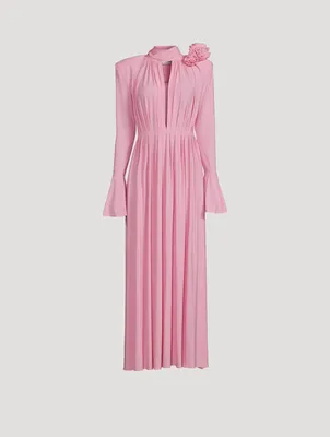 Pleated Crepe Jersey Maxi Dress