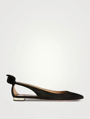 Bow Tie Suede Ballet Flats
