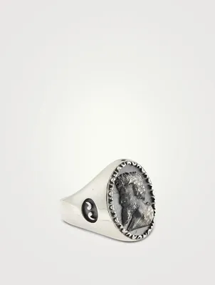 Moneta Oxidized And Polished Silver Ring With Pearl
