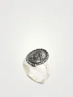 Moneta Oxidized And Polished Silver Ring With Pearl
