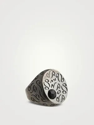 Ara Oxidized Silver Ring With Pyrite
