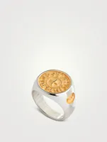 Moneta Silver And 18K Yellow Gold Ring