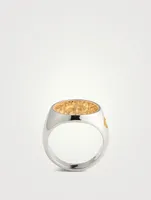 Moneta Silver And 18K Yellow Gold Ring