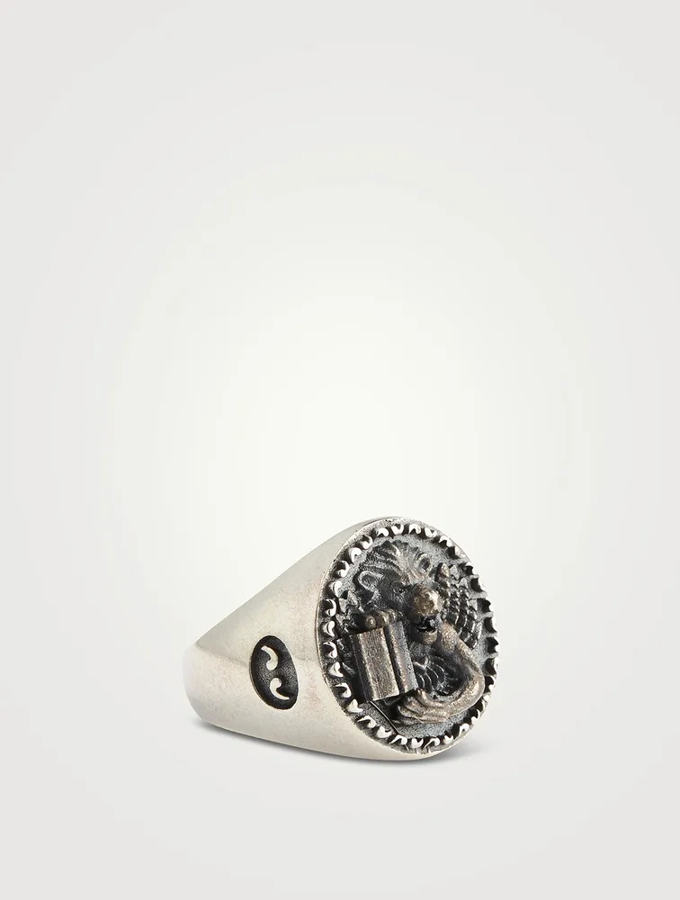 Moneta Leone Moeca Silver Signet Ring