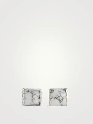 Ara Silver Square Gemstone Cufflinks With Howlite