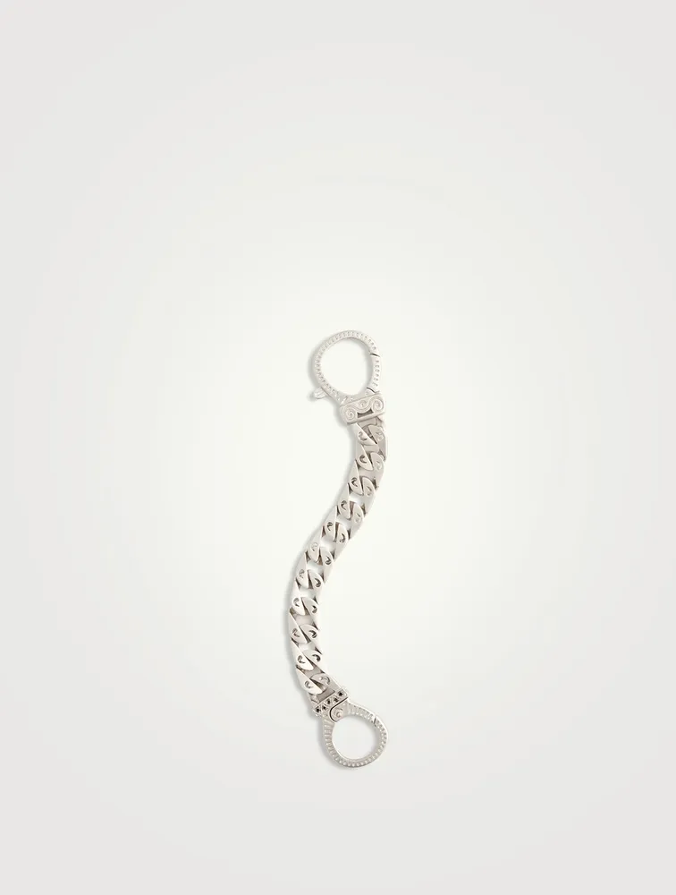 Flaming Tongue Matte Silver Key Holder With Black Diamonds