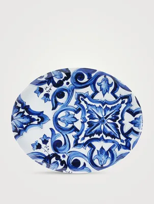 Blue Mediterraneo Fiore Oval Serving Plate