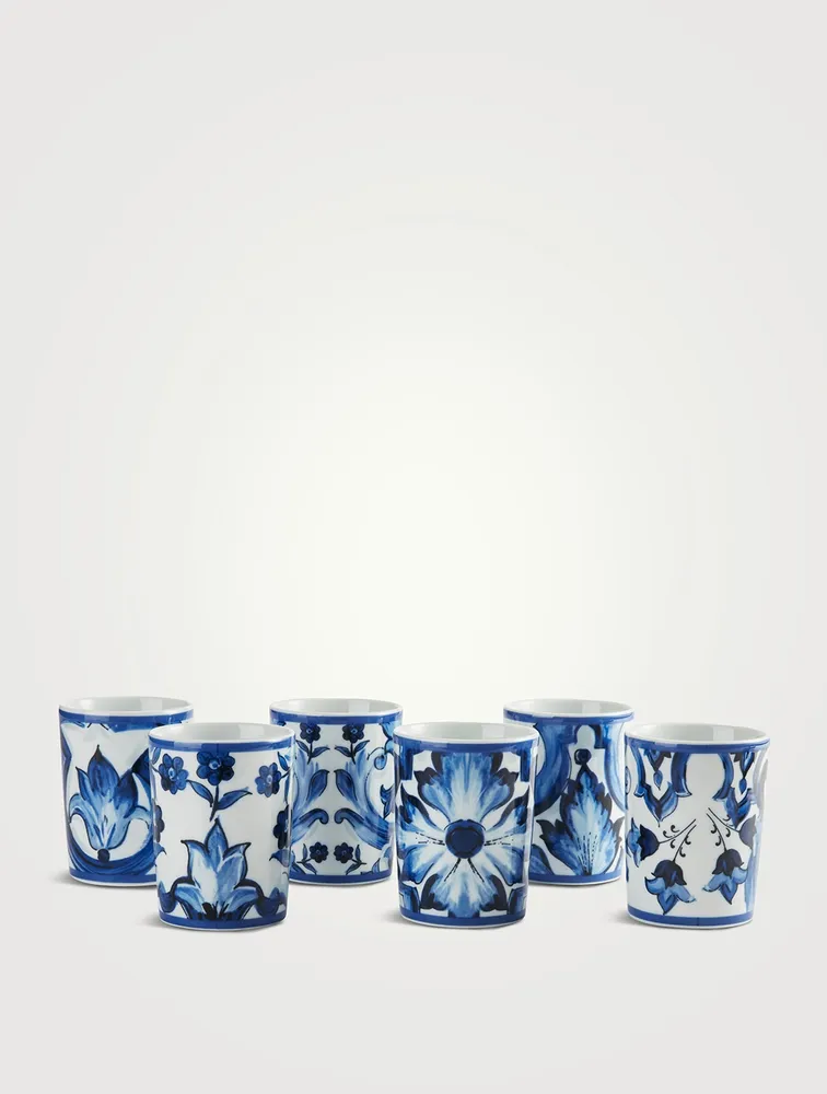 Set of Six Blue Mediterraneo Water Glasses