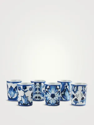 Set of Six Blue Mediterraneo Water Glasses