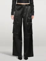 Satin Cargo Pants