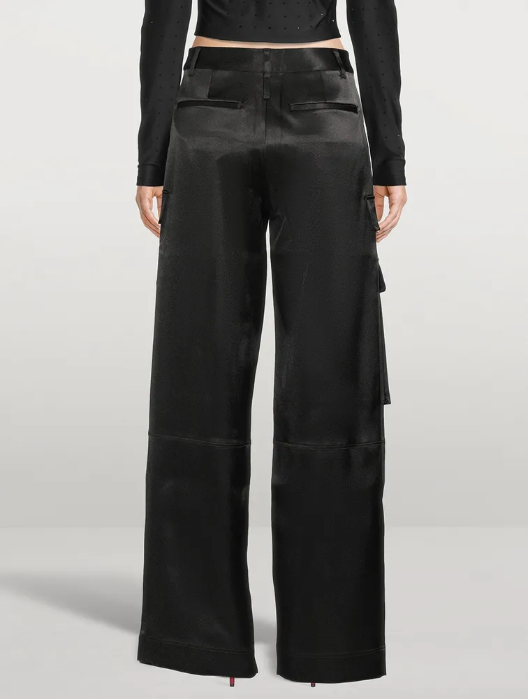 Satin Cargo Pants
