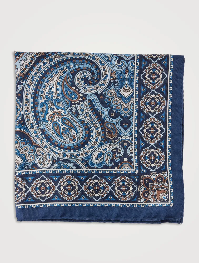 Silk Pocket Square In Paisley Print