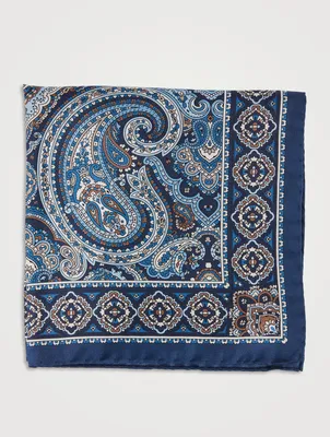 Silk Pocket Square In Paisley Print