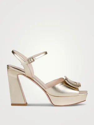 Metallic Leather Platform Sandals