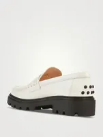 Lug-Sole Leather Penny Loafers