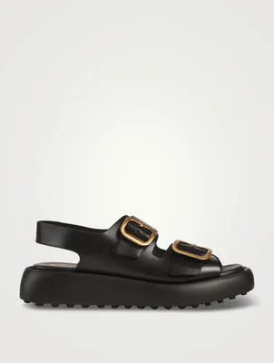 Leather Platform Slingback Sandals