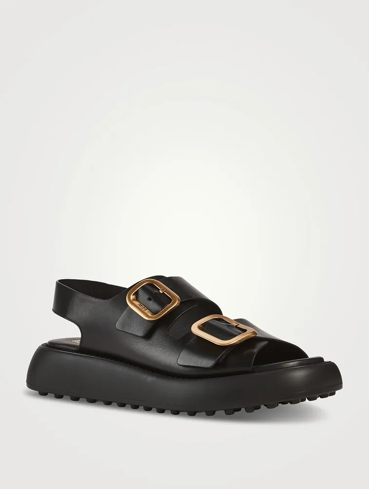 Leather Platform Slingback Sandals