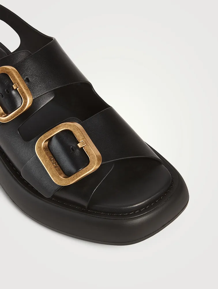 Leather Platform Slingback Sandals