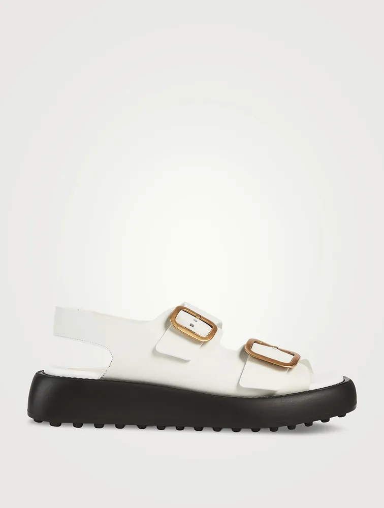 Leather Platform Slingback Sandals