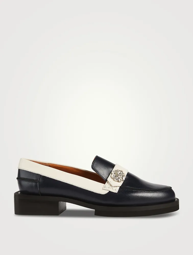 Embellished Leather Loafers