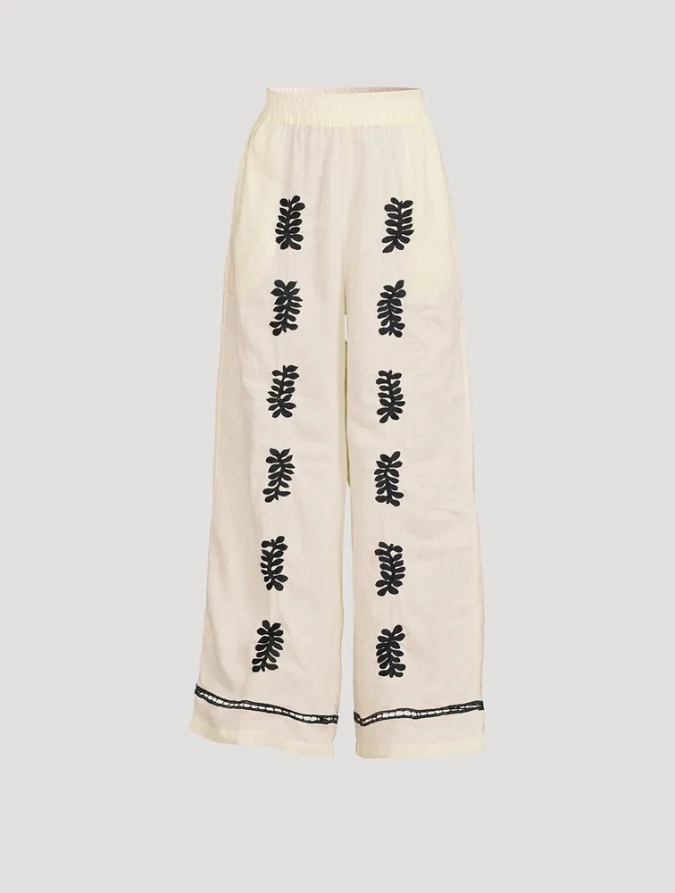 Carter Linen High-Waisted Wide Pants