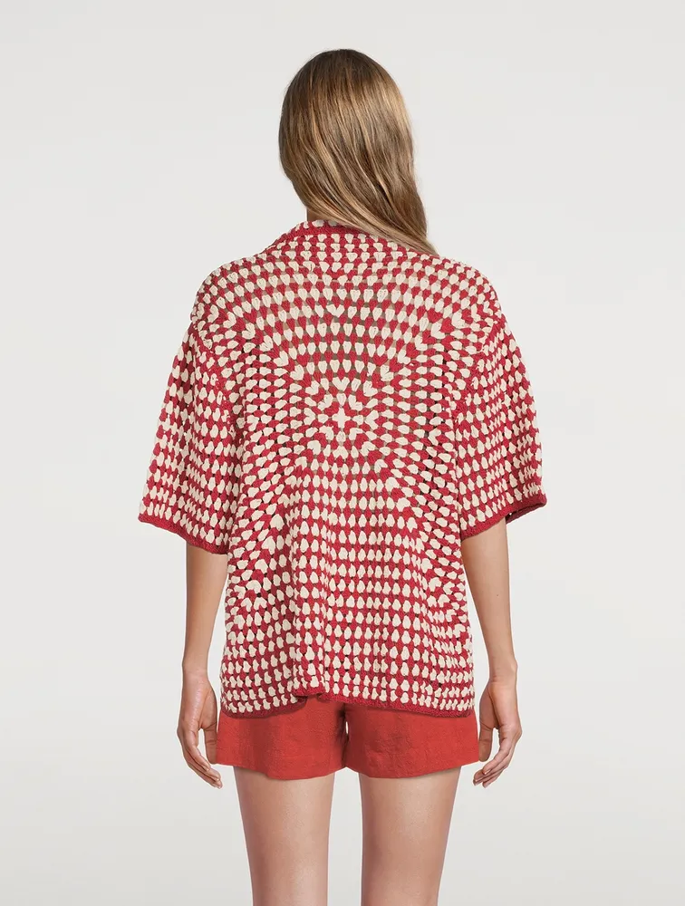 Alex Cotton Crochet Short-Sleeve Shirt