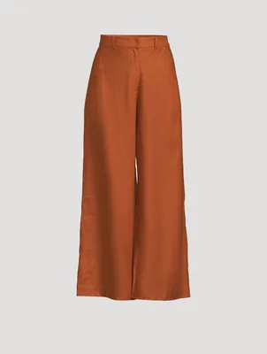 Louise Linen High-Waisted Wide Pants