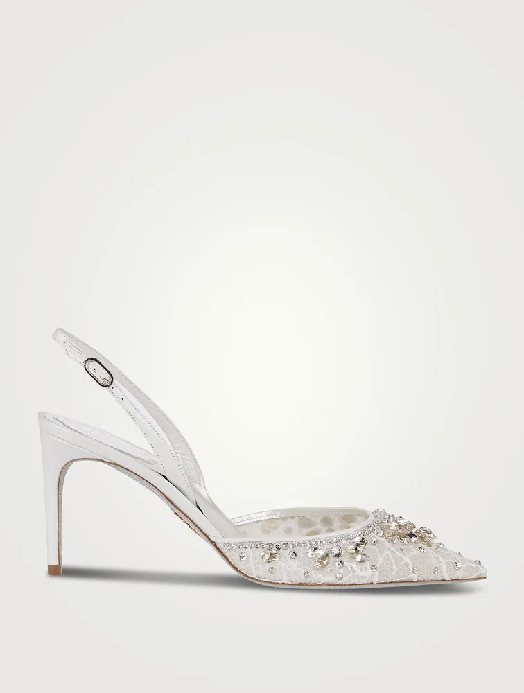 Cinderella Crystal Lace Slingback Pumps