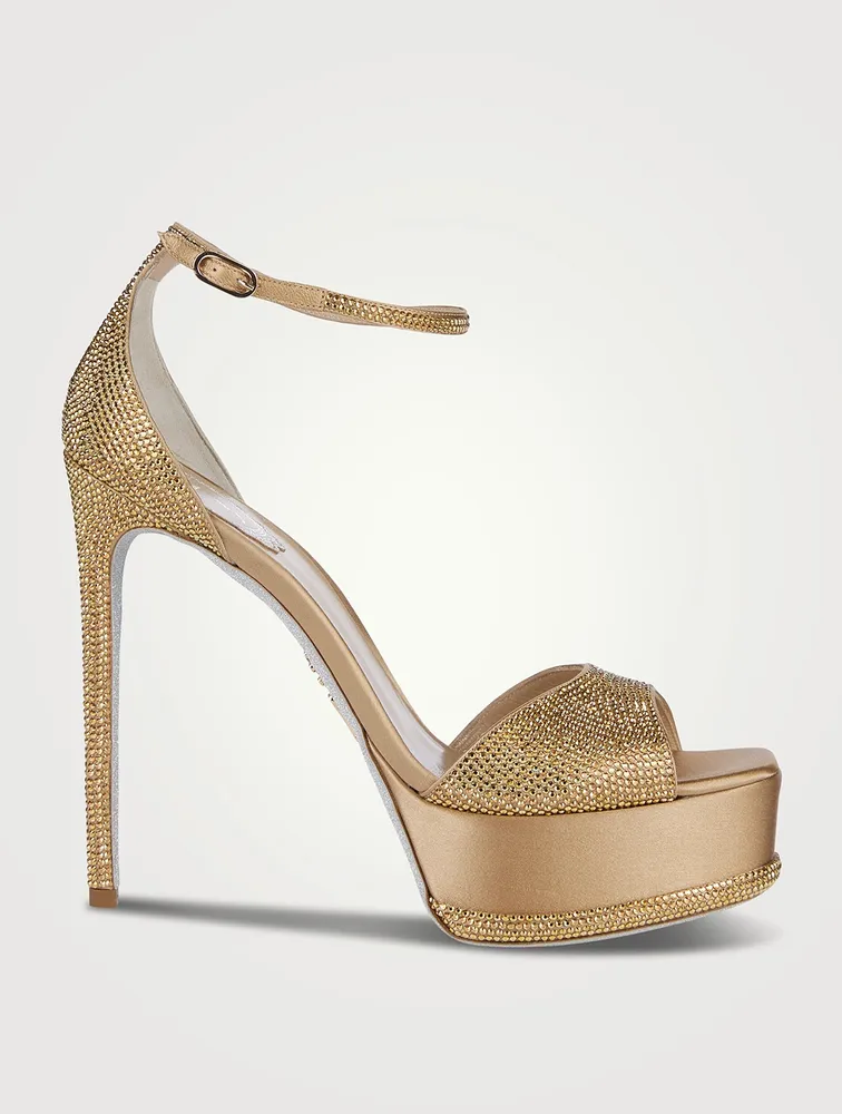 Crystal Satin Platform Sandals