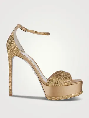 Crystal Satin Platform Sandals