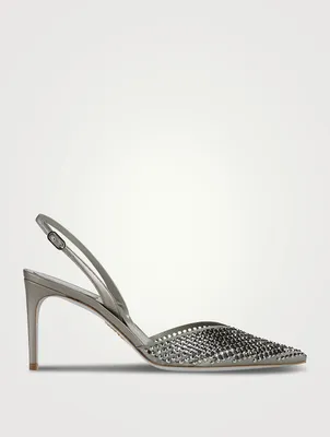 Ginger Crystal Leather Slingback Pumps