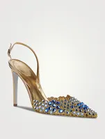 Crystal Metallic Leather Slingback Pumps