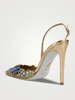 Crystal Metallic Leather Slingback Pumps