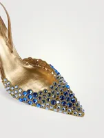 Crystal Metallic Leather Slingback Pumps