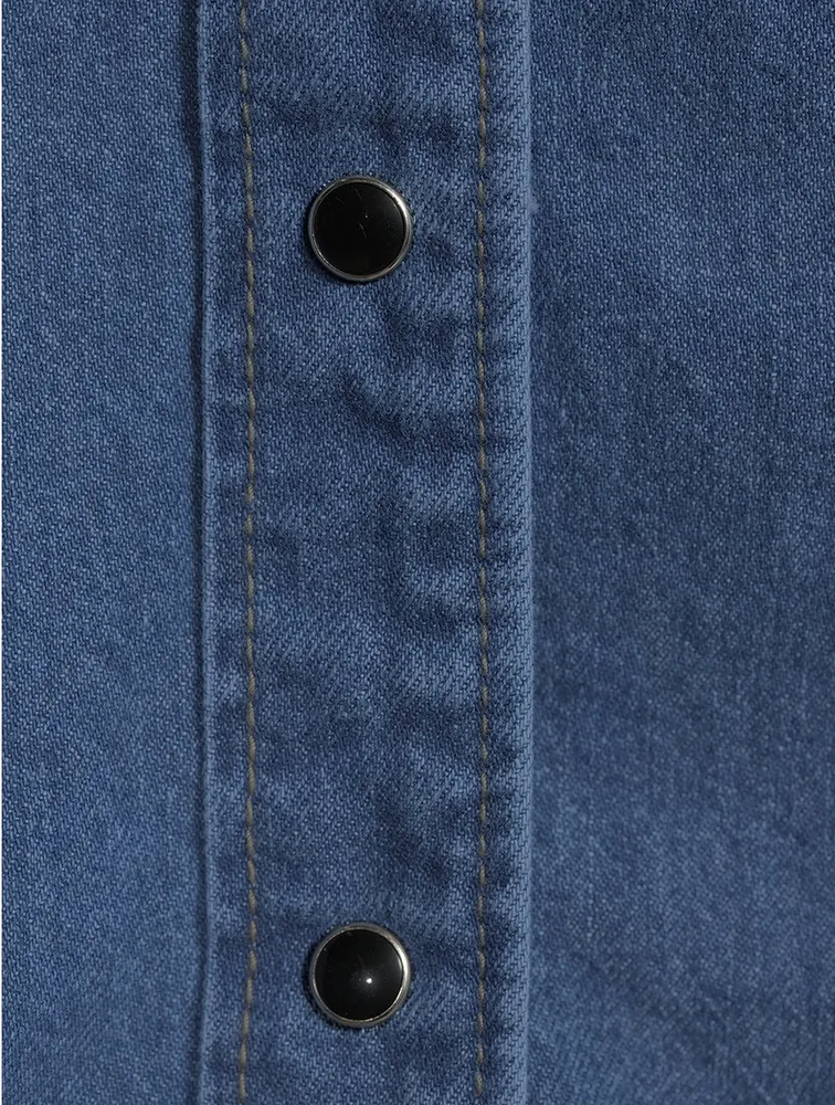 Puff-Sleeve Denim Shirt