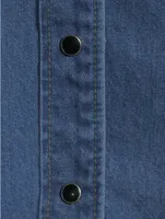 Puff-Sleeve Denim Shirt