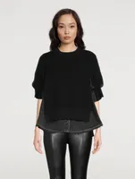 Knit And Denim Pullover