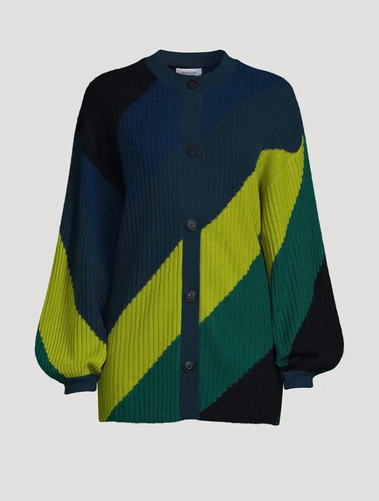 Wool Cashmere Striped Cardigan