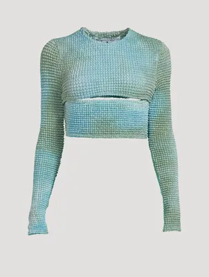 Smocked Tie-Dye Cut-Out Top