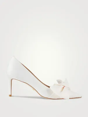 Stuart 75 Loveknot Satin Pumps