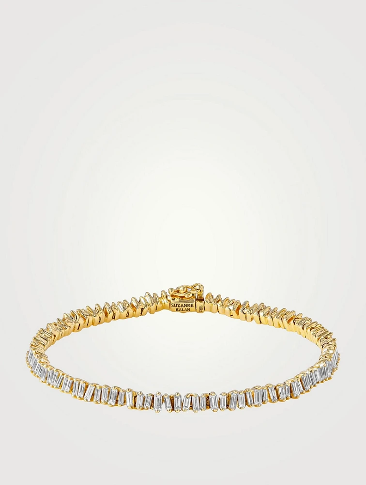 18K Gold Mini Classic Diamond Baguette Tennis Bracelet