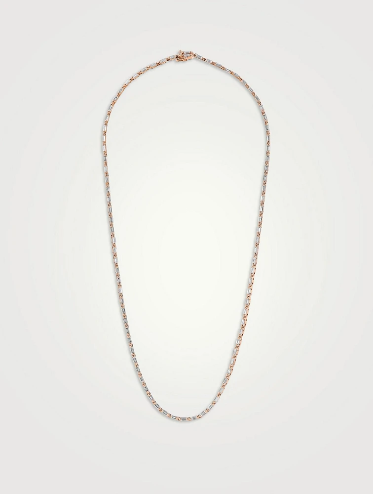 18K Rose Gold Linear Full Diamond Tennis Necklace