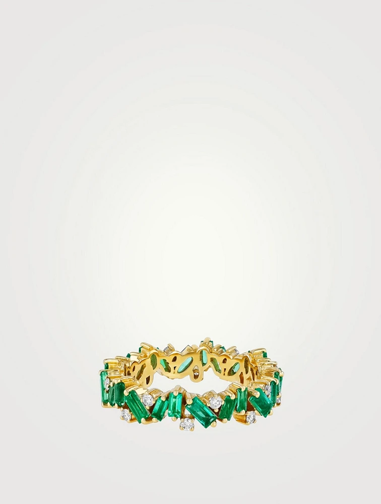 18K Gold Frenzy Emerald Eternity Band